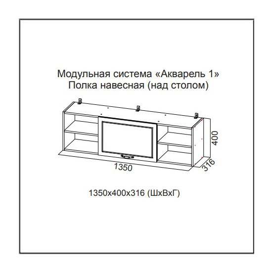 Полка навесная над столом «Акварель 1» Ясень анкор светлый/Белая матовая/Цветы