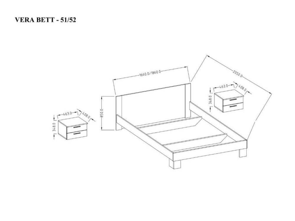 Кровать с тумбами «Vera» 160-180