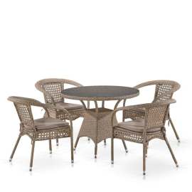 Обеденный комплект плетеной мебели «Лион-1B» T220CT/Y32-W56 Light brown 4Pcs