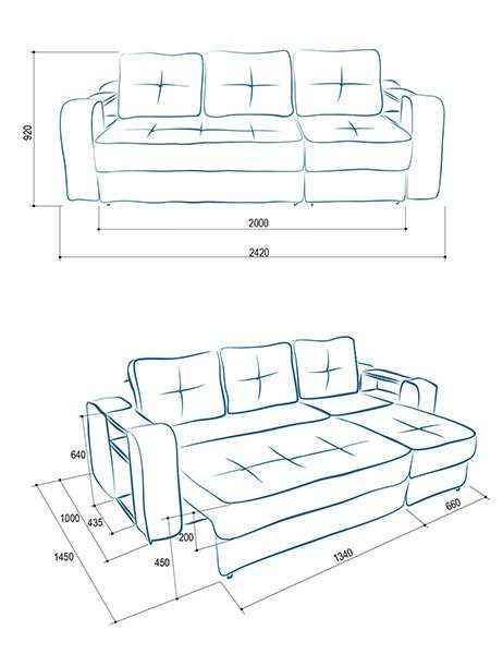 Диван-трансформер «Оптимус» размеры