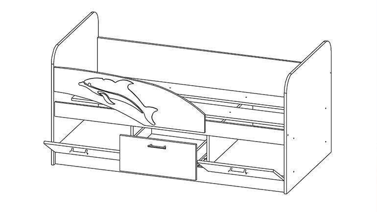 Кровать «Дельфин» 1600 06.222 Эвкалипт металлик