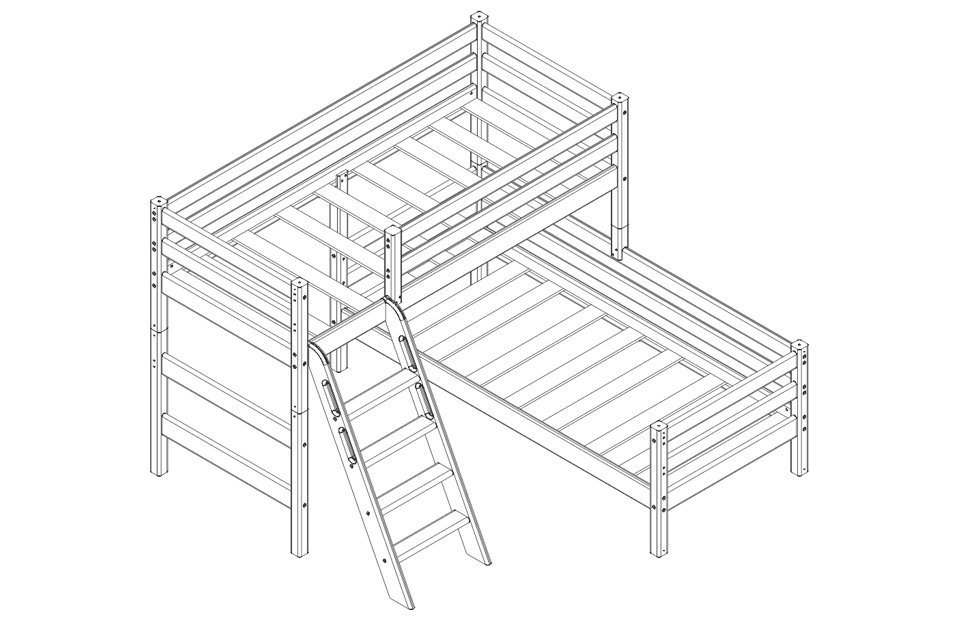 Кровать угловая «Соня» с наклонной лестницей